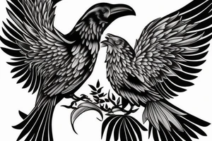 black raven three flower scary tattoo idea