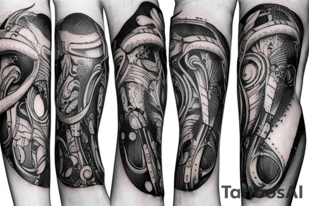 Squid wrapping around arm tattoo idea