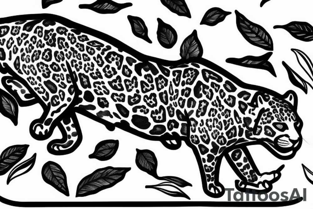 Jaguar within a leaf tattoo idea