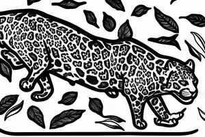 Jaguar within a leaf tattoo idea