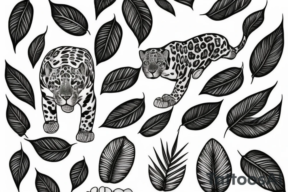 Jaguar within a leaf tattoo idea