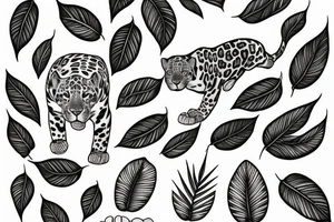 Jaguar within a leaf tattoo idea