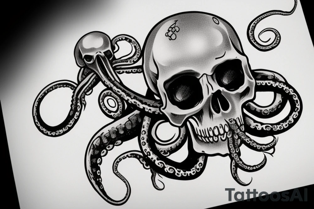 Skull with squid tentacles going through the eyes tattoo idea Skull with squid tentacles going through the eyes tattoo idea