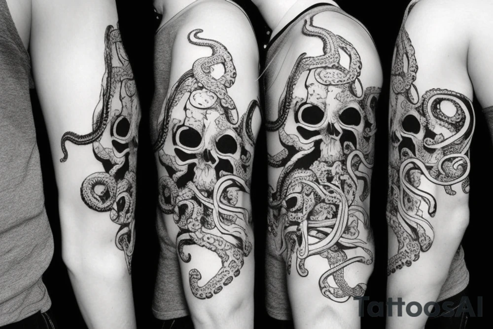 Skull with squid tentacles going through the eyes tattoo idea Skull with squid tentacles going through the eyes tattoo idea