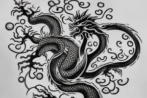 i want a big tattoo from the shoulder to my elbow and the elements that I want are, a Japanese dragon, the tree of life with a DNA in it and the dragon around it tattoo idea