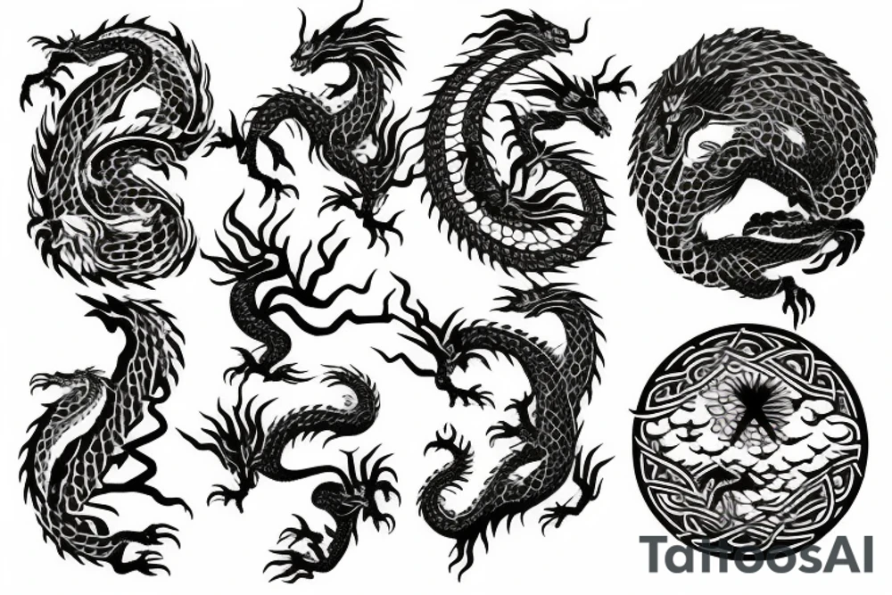 dragon and tree of life tattoo idea