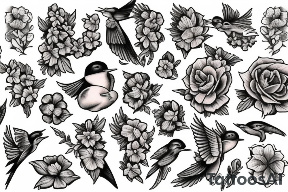 Swallow and flower tattoo idea