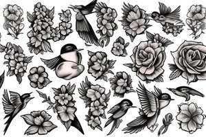 Swallow and flower tattoo idea