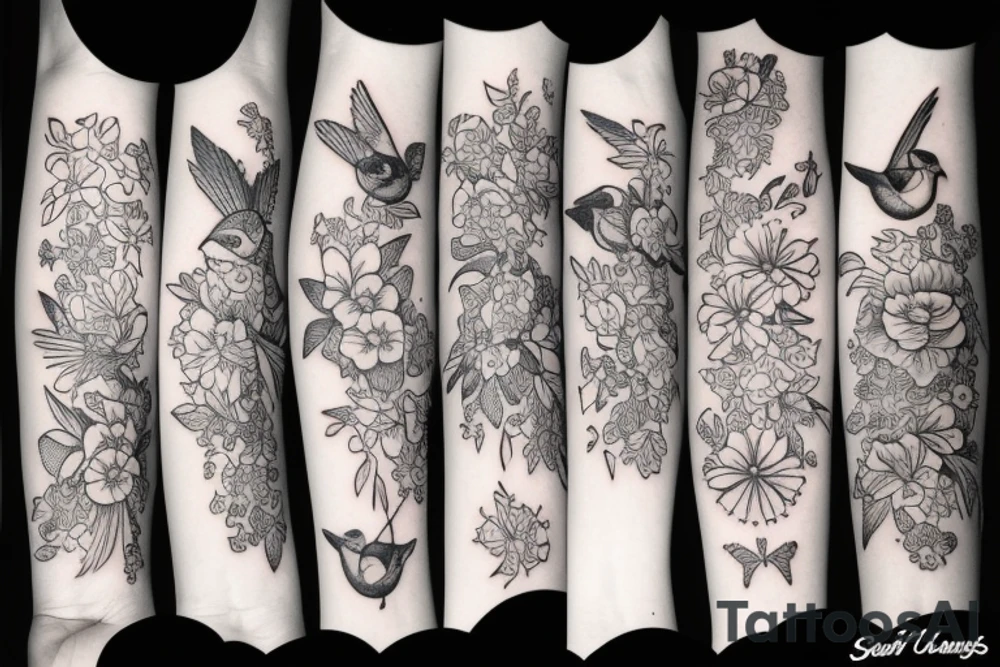 Swallow and flower tattoo idea