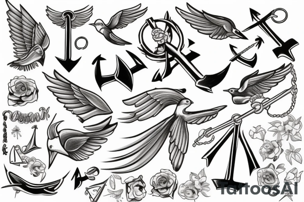 Swallow overlayed an anchor tattoo idea