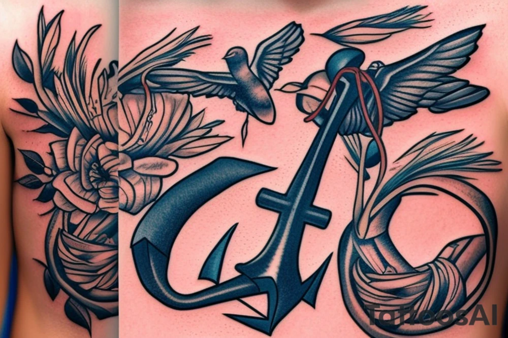 Swallow overlayed an anchor tattoo idea