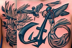 Swallow overlayed an anchor tattoo idea