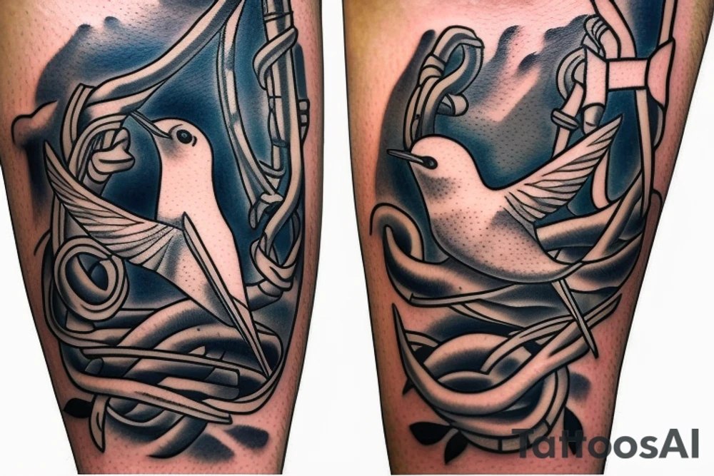 Swallow on an anchor on the forearm tattoo idea