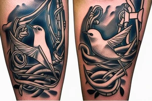 Swallow on an anchor on the forearm tattoo idea