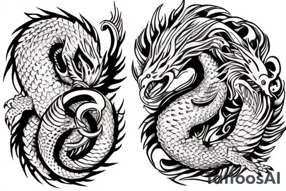 Ouroboros dragon and a Phoenix tattoo idea