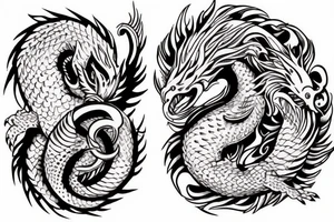 Ouroboros dragon and a Phoenix tattoo idea