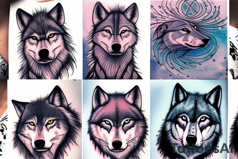 A howling young wolf tattoo idea