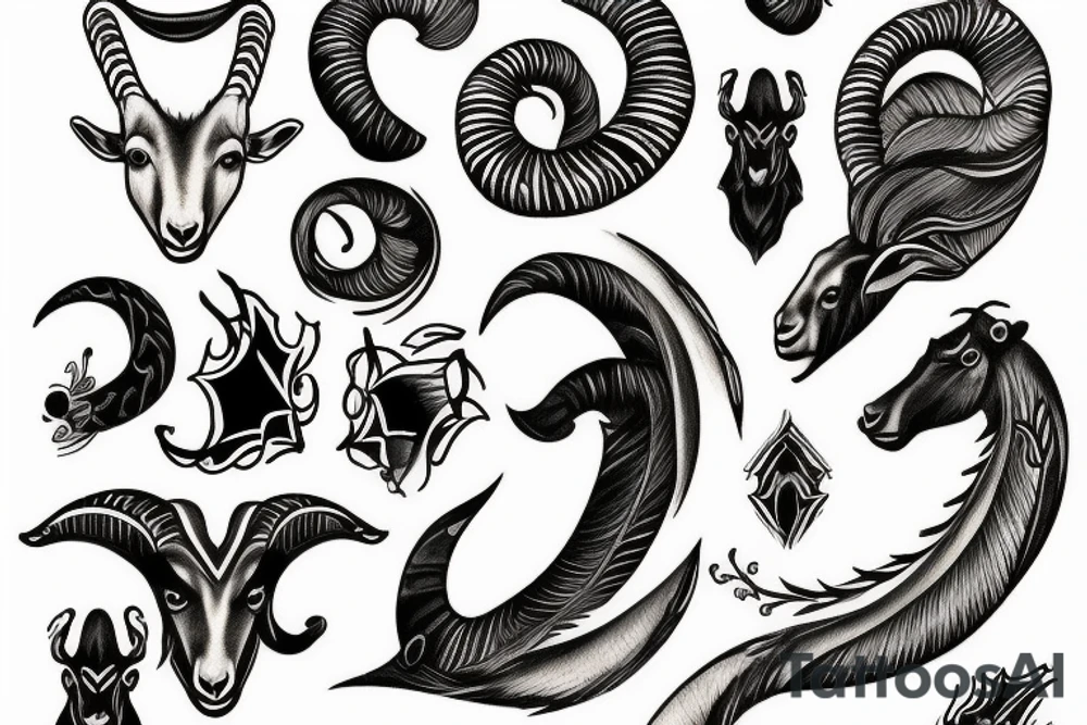 goat horn tattoo idea