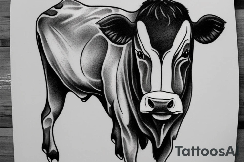 Taurus

Dark and light color double-sided cow tattoo idea