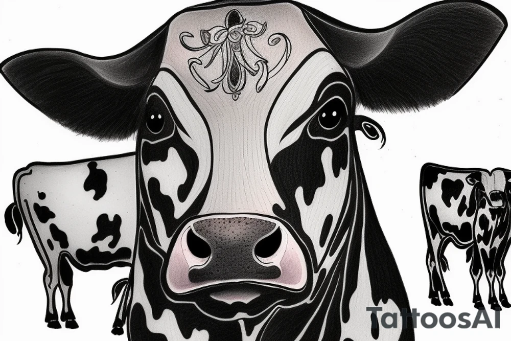 Taurus

Dark and light color double-sided cow tattoo idea