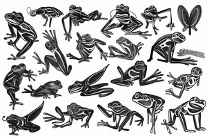 A lineart frog with wings tattoo idea