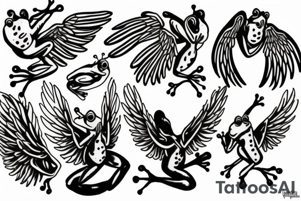A frog with wings tattoo idea