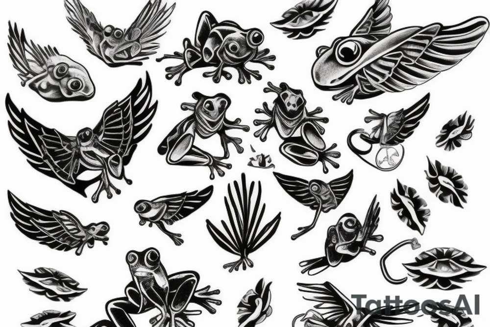 A frog with wings tattoo idea