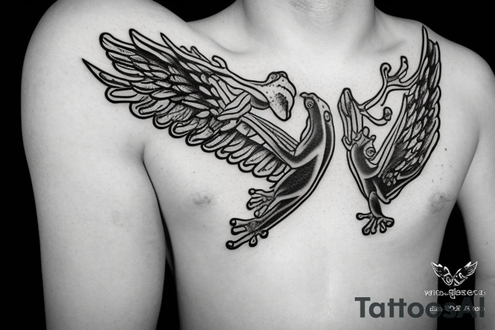A frog with wings tattoo idea
