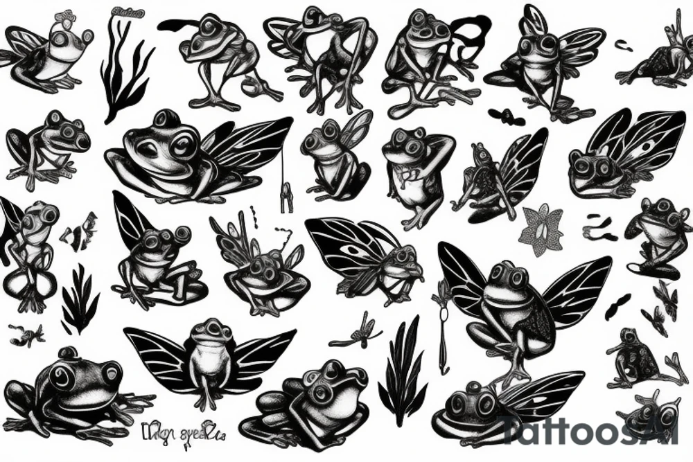 A frog with fairy wings tattoo idea