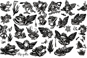 A frog with fairy wings tattoo idea