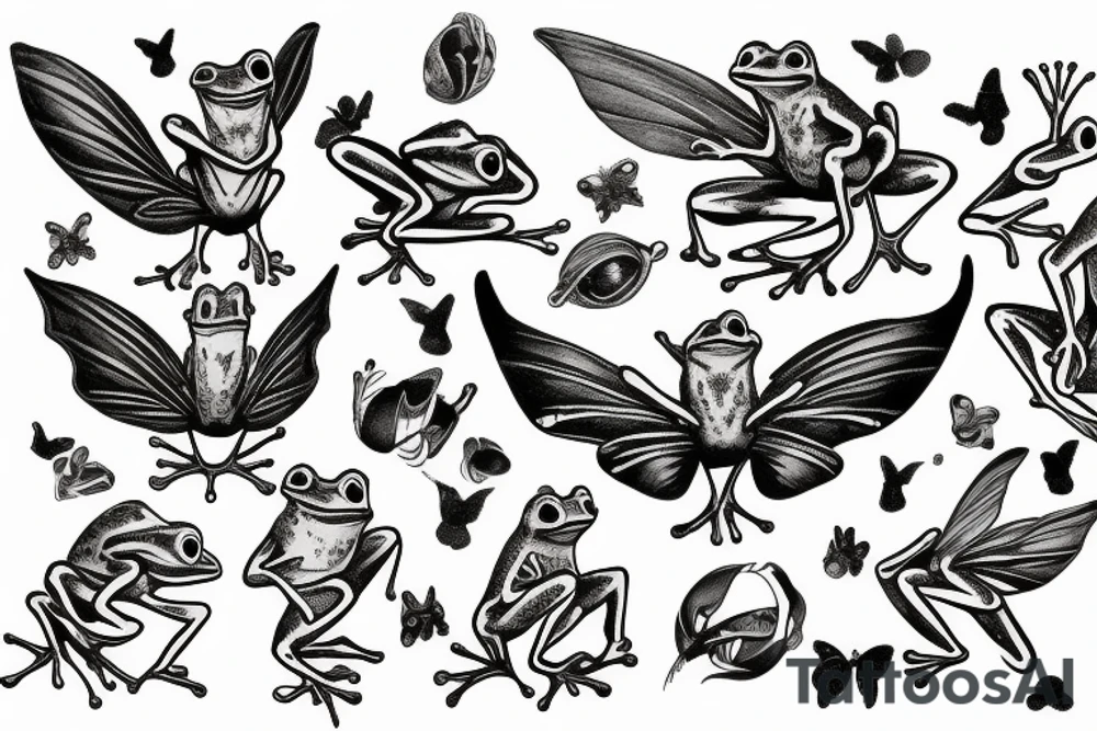 A frog with fairy wings tattoo idea