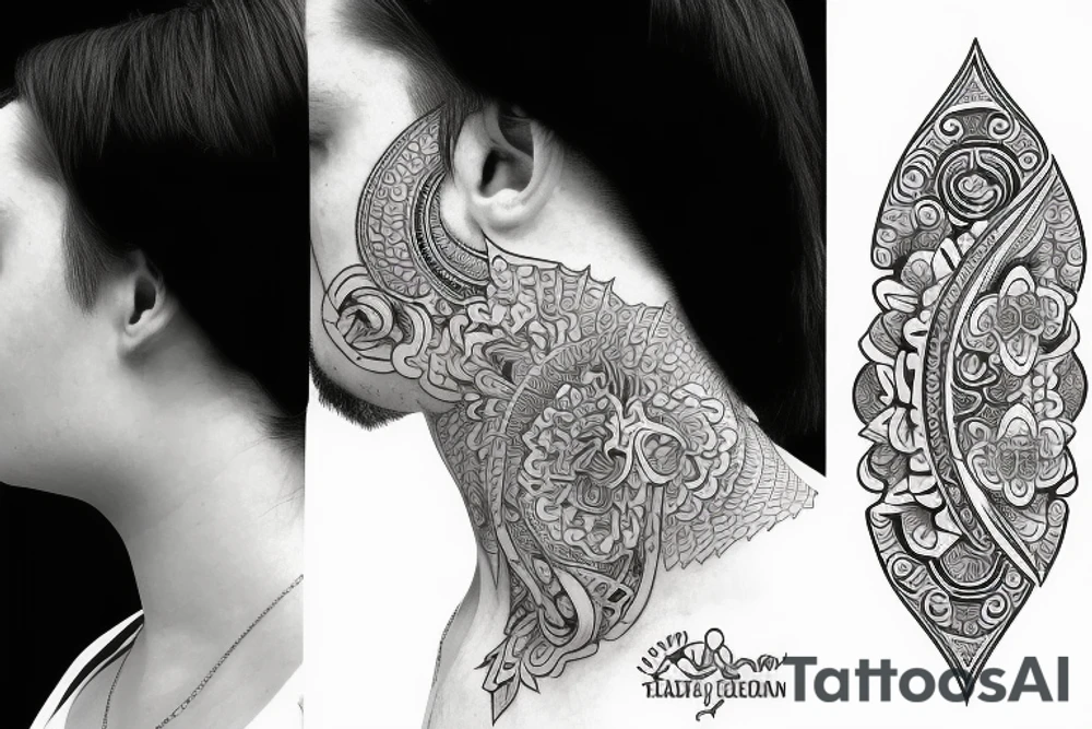Karma neck tattoo with lines tattoo idea