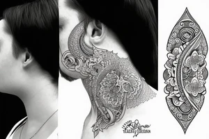 Karma neck tattoo with lines tattoo idea