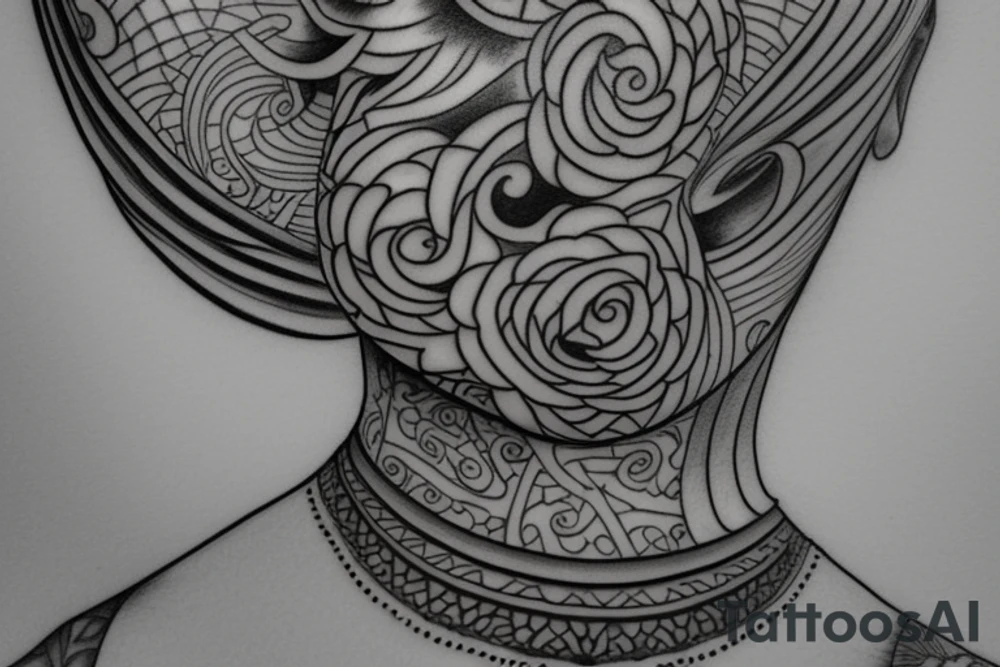Karma neck tattoo with lines tattoo idea