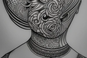 Karma neck tattoo with lines tattoo idea