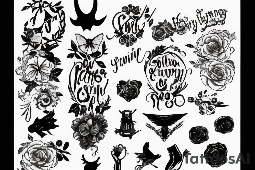 Lettering tattoo, minimalist goth tattoo idea