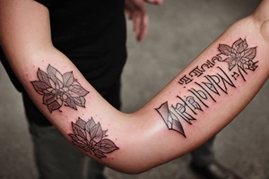 typography tattoo writing "कर्मण्येवाधिकारस्ते मा फलेषु कदाचन।
मा कर्मफलहेतुर्भूर्मा ते सङ्गोऽस्त्वकर्मणि॥" tattoo idea
