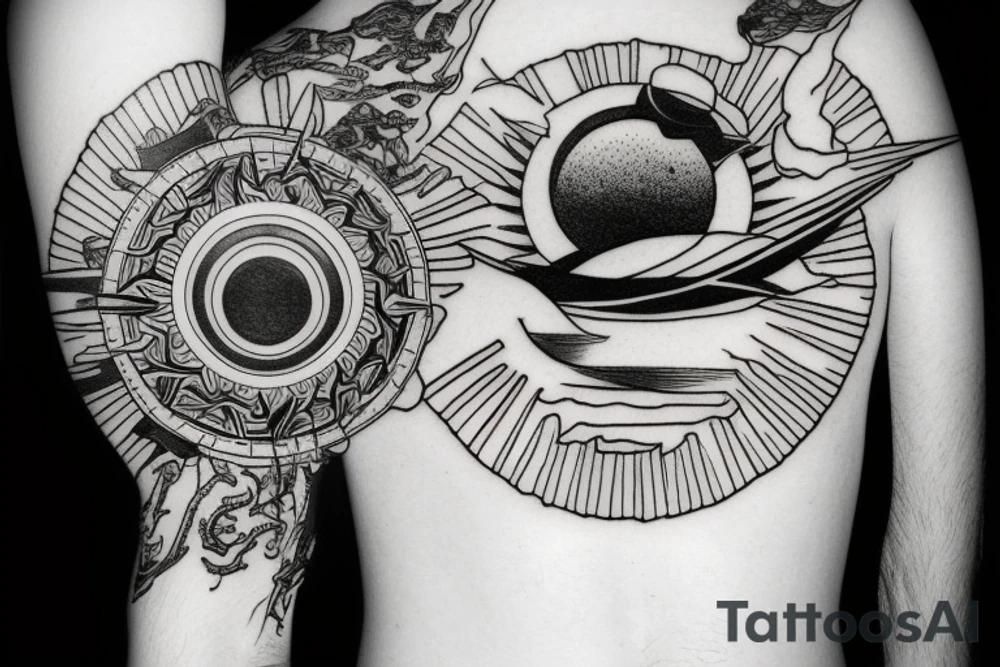 Graphics mountain sun saturn tattoo idea