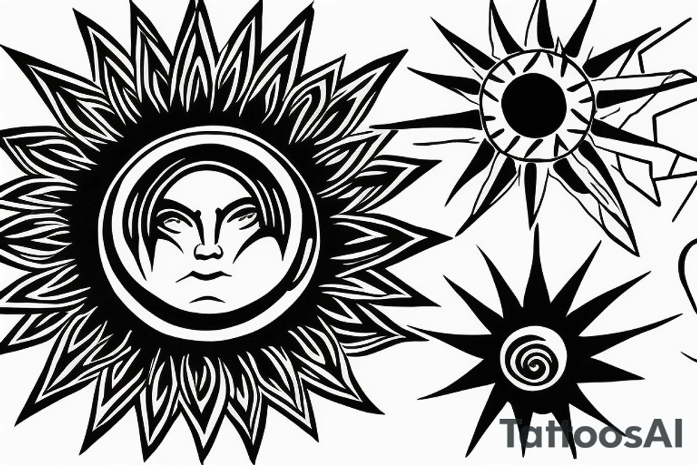 Graphics mountain sun saturn tattoo idea
