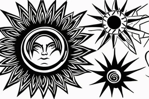 Graphics mountain sun saturn tattoo idea