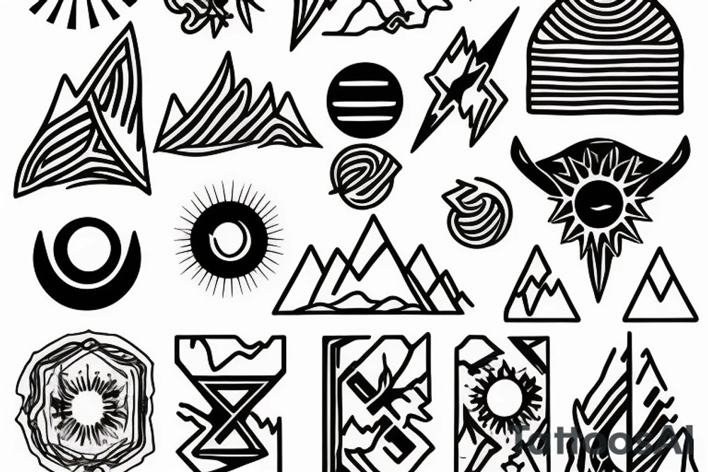 mountain sun saturn tattoo idea