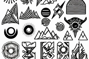 mountain sun saturn tattoo idea