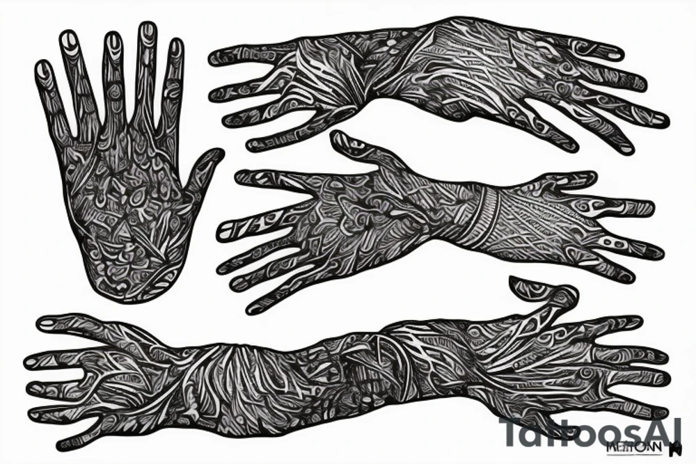 Linework of the hands from creation of Adam tattoo idea