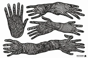 Linework of the hands from creation of Adam tattoo idea