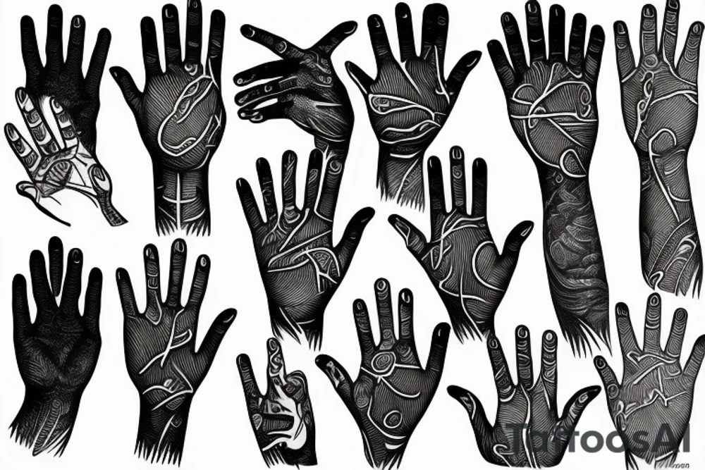 Linework of the hands from creation of Adam tattoo idea
