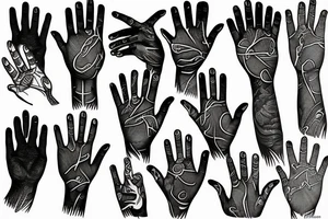 Linework of the hands from creation of Adam tattoo idea