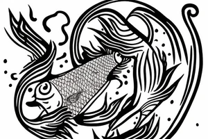 Beta fish circling a pisces symbol tattoo idea