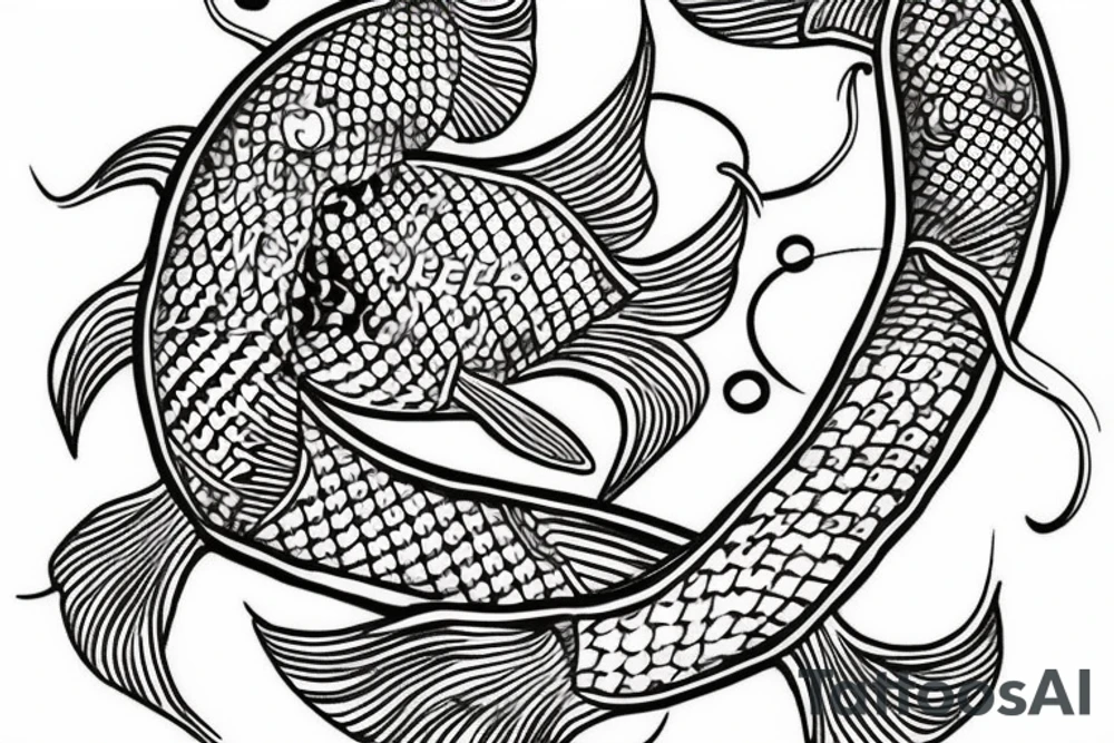 Beta fish circling a pisces symbol tattoo idea