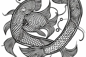 Beta fish circling a pisces symbol tattoo idea