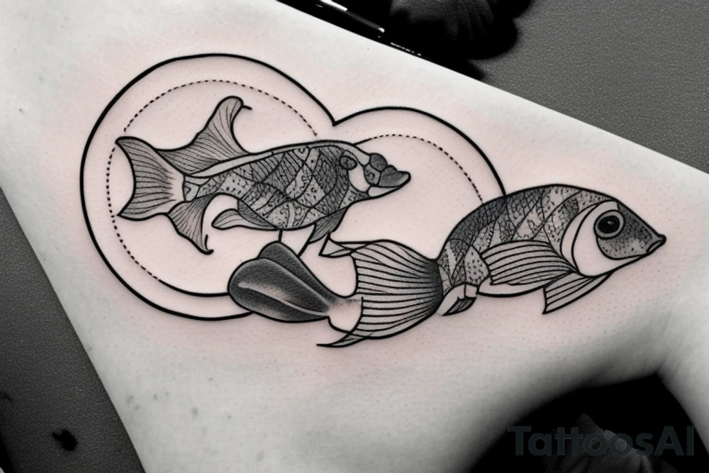 2 Beta fish swimming in a circle tattoo idea